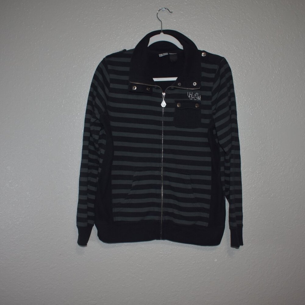 Women's Large Volcom Punk Striped Zip-up